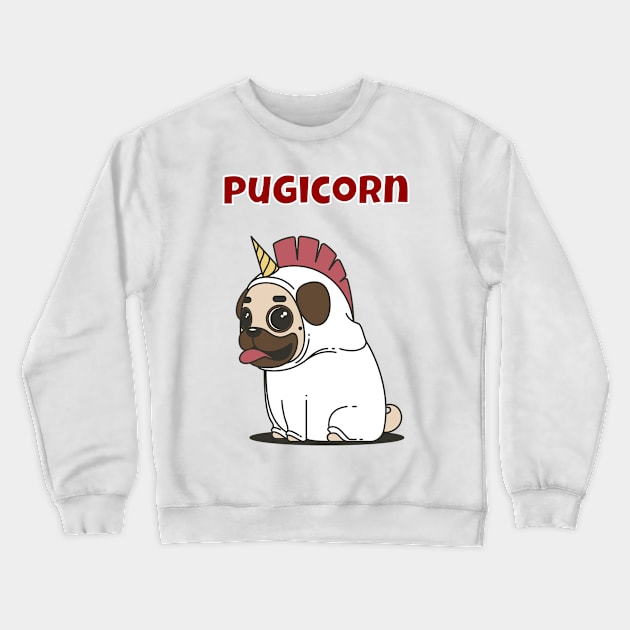 Pugicorn Pug Dog Unicorn Crewneck Sweatshirt by jutulen